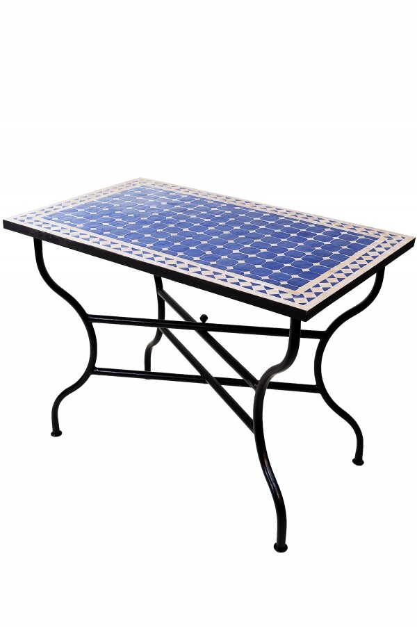 Marokkanischer Mosaiktisch Marrakesch Blau Beige 100x60cm | 