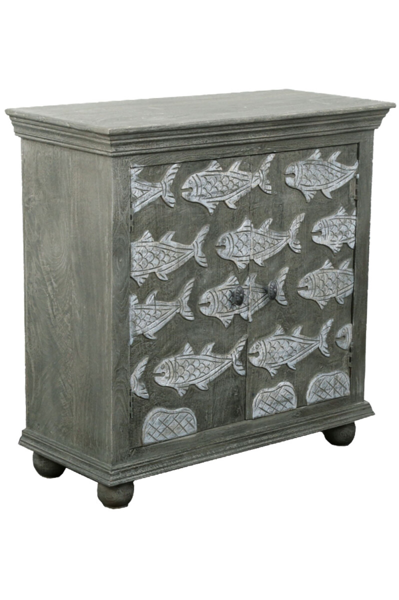 Kommode Bouchra Massivholz Grau 90cm | B box