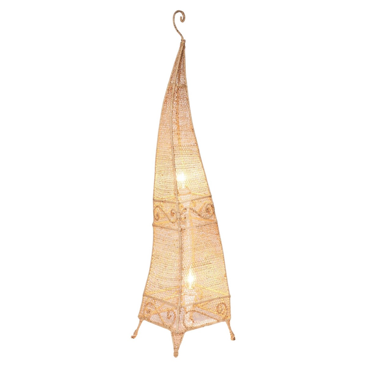 Boho Lampe Stehlampe aus Raffia Bast Ecru 100cm
