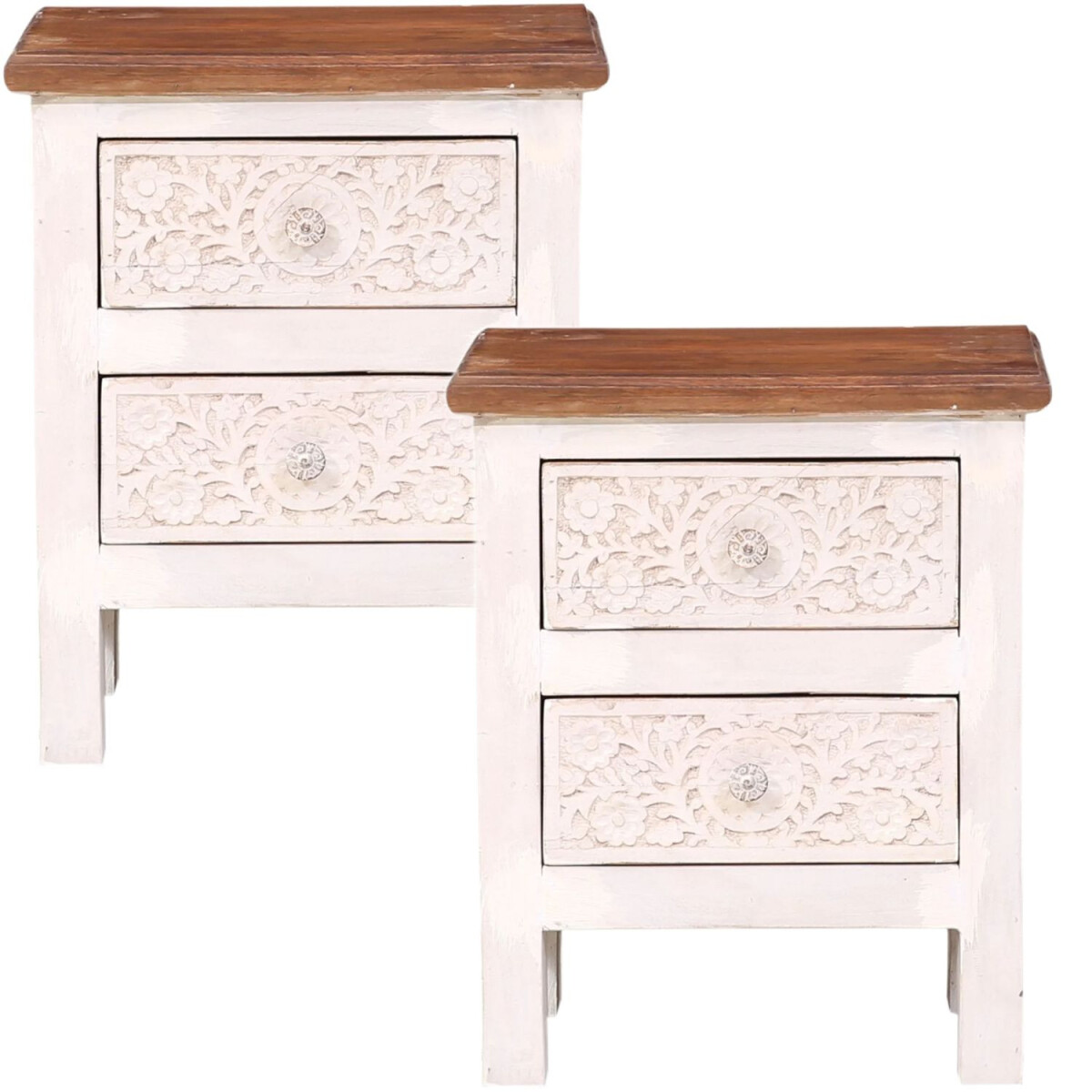 2er Set Boho Möbel Nachttisch Beist box
