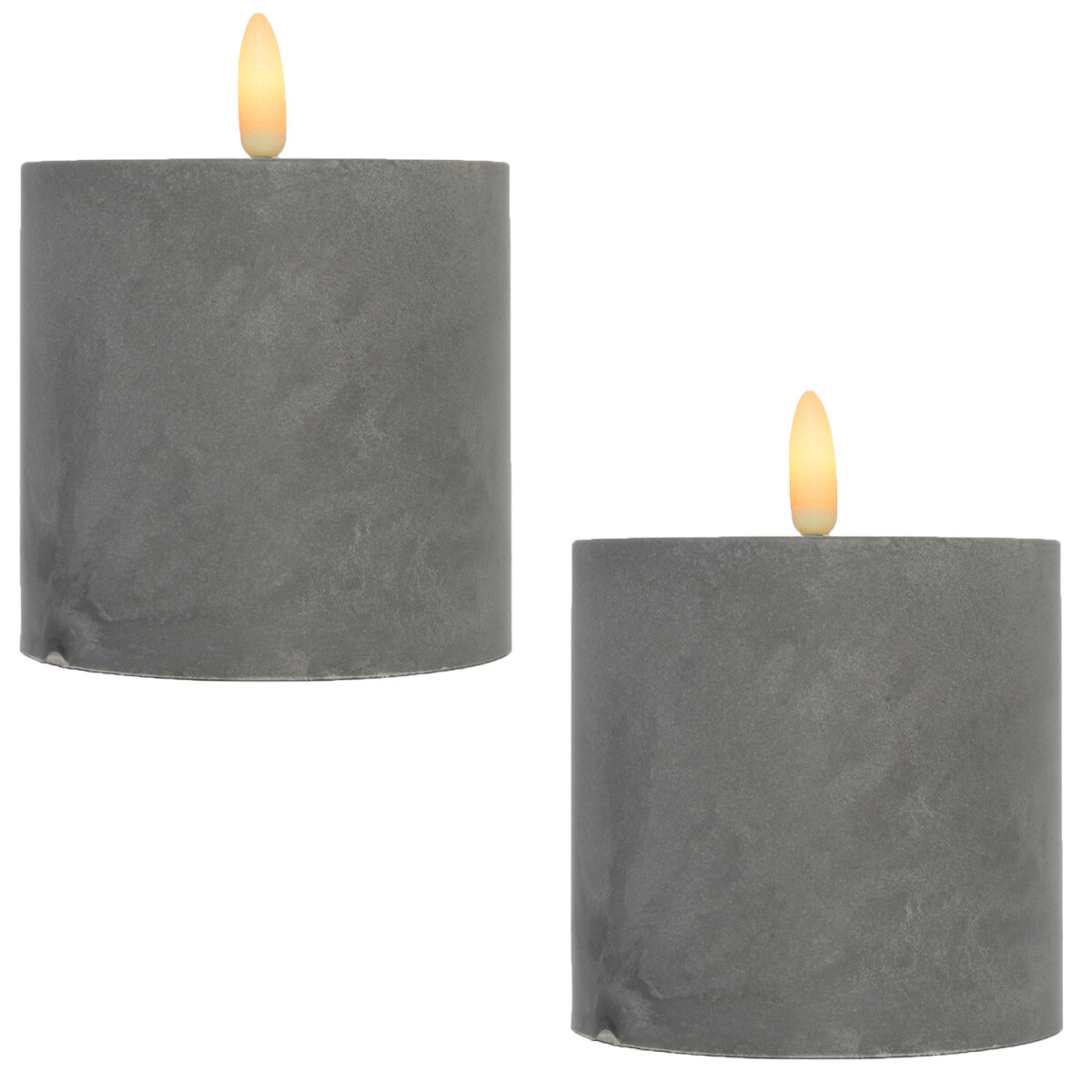 2er Set LED Kerze Zement Design Samod Rund