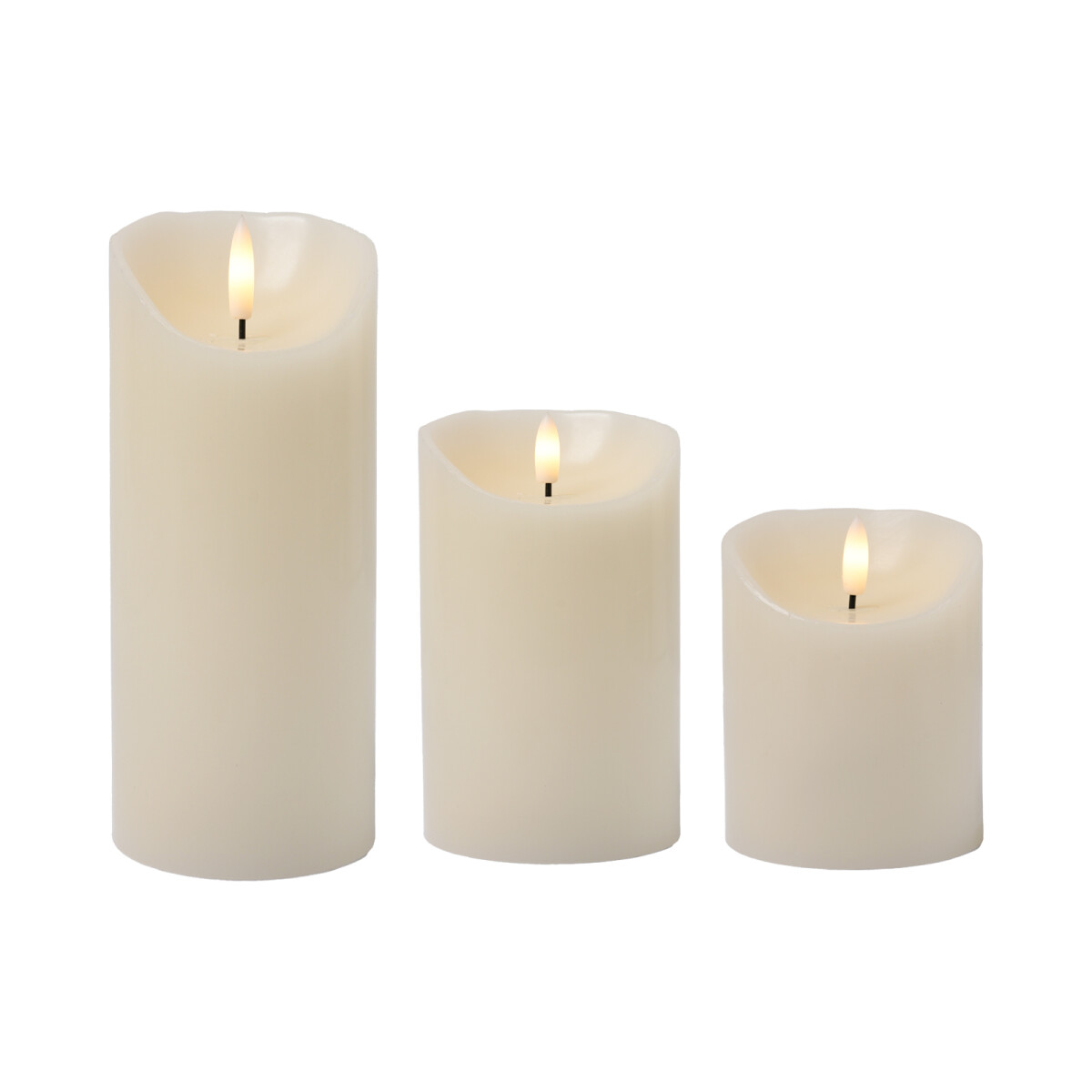 3er Set LED Echtwachs Kerze Stumpenkerze