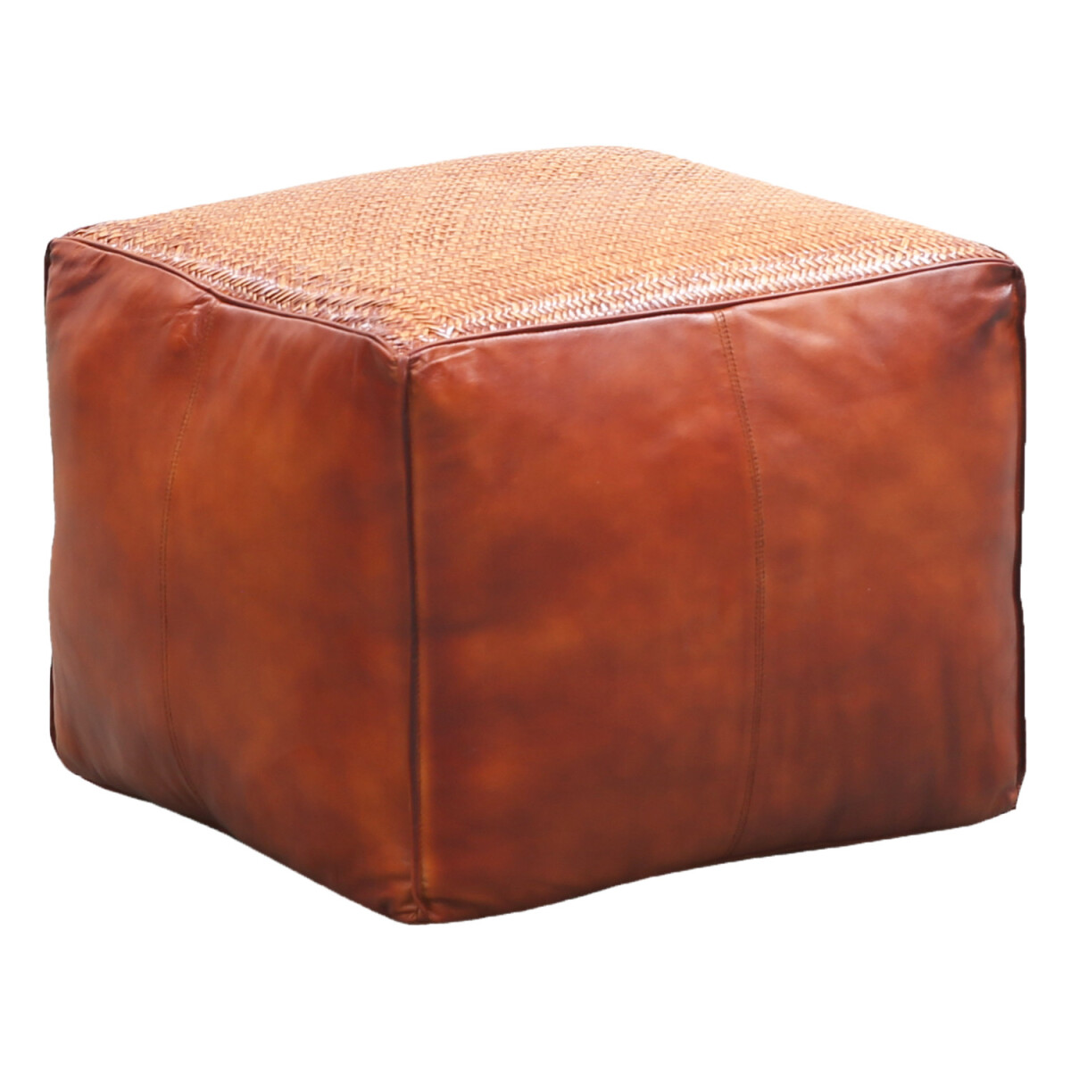 Vintage Pouf Sitzkissen Hocker aus Leder Griffit