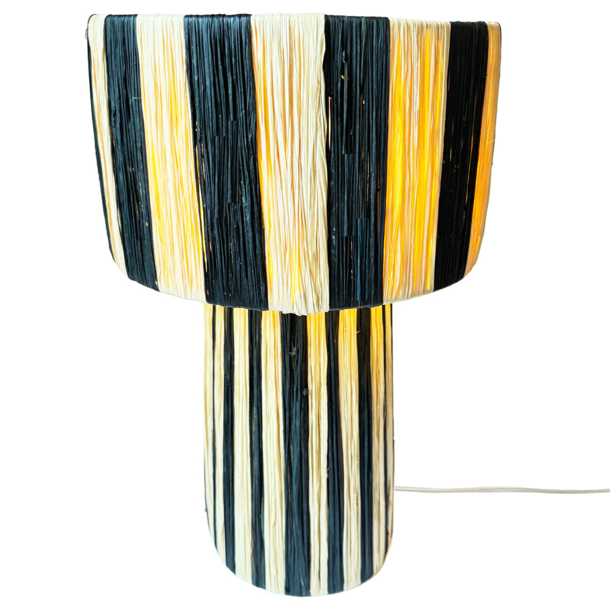 Boho Deko Tischlampe Nachttischlampe Morjana Beige Schwarz