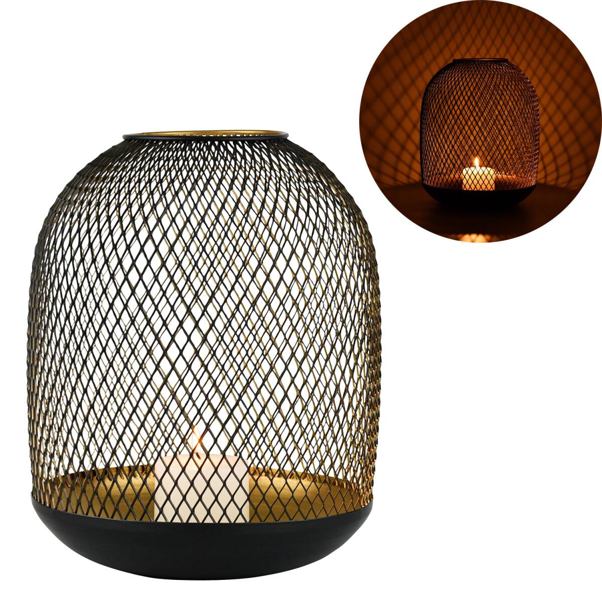 Windlicht Caedmon 33cm, Metalllaterne sc box