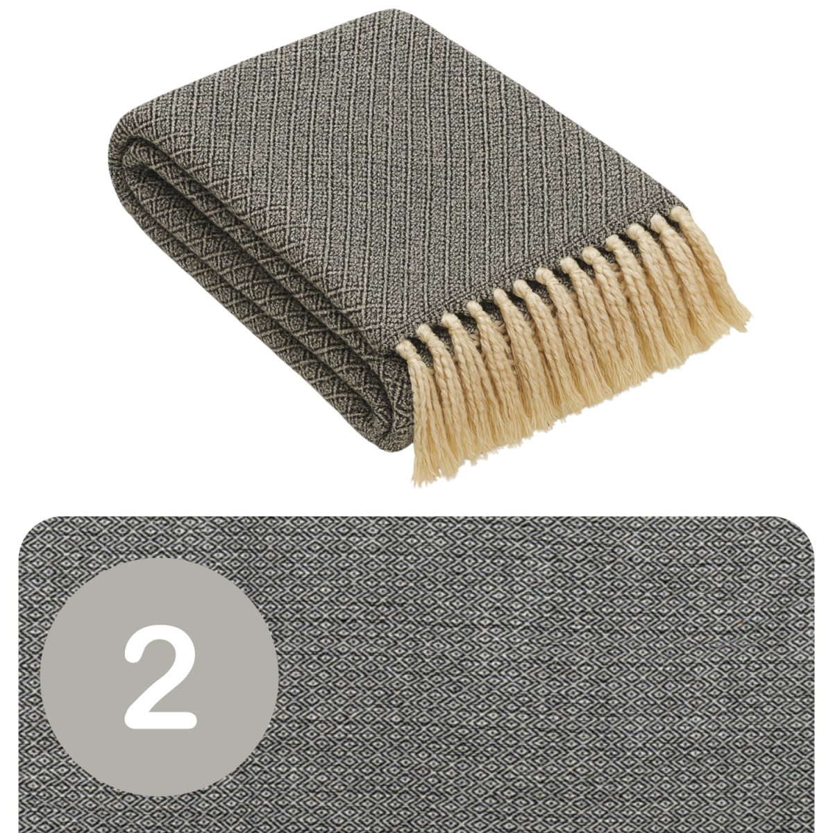 2er Set Calix Tagesdecke Decke Dunkelgra box