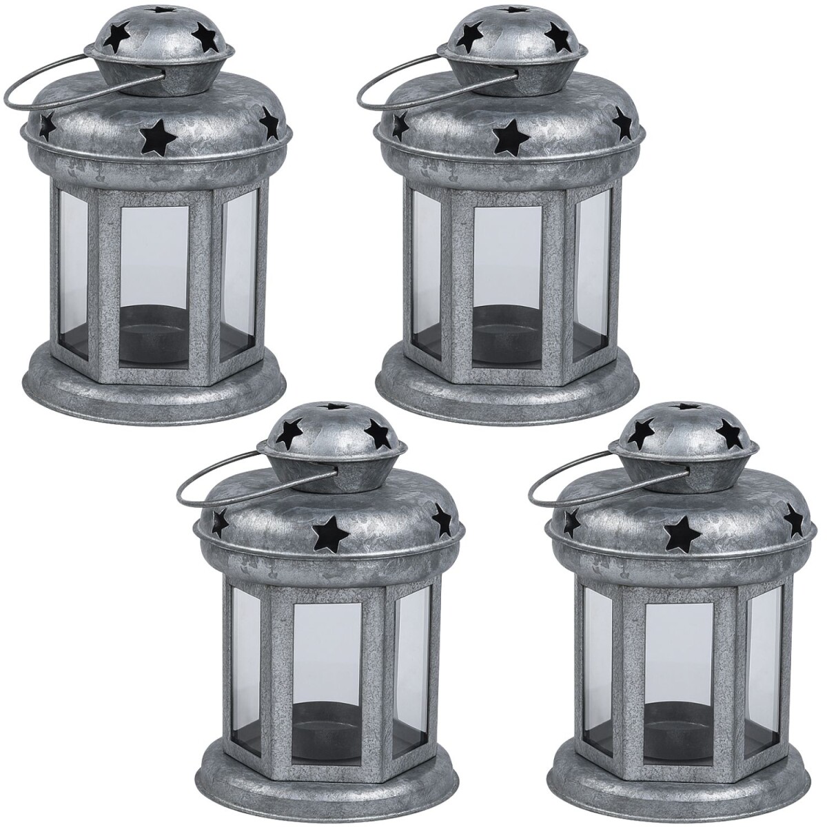 4er Set Laterne Eolea galvanisiert 15cm  box