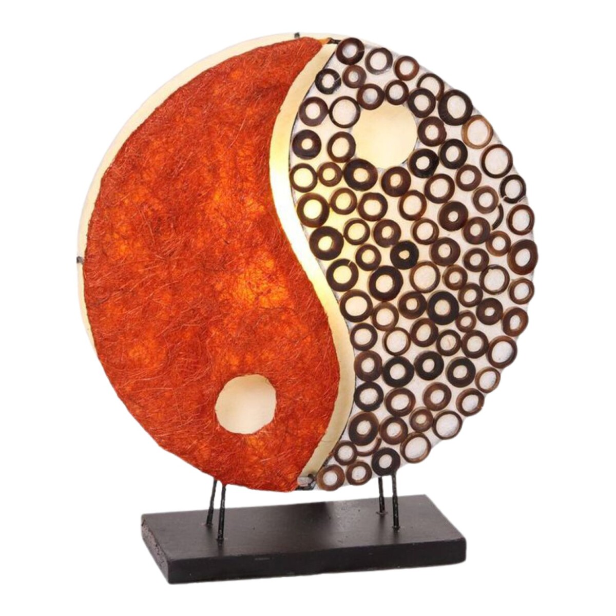 Tischlampe Ying Yang Rot 30cm Capiz Bambus Handarbeit