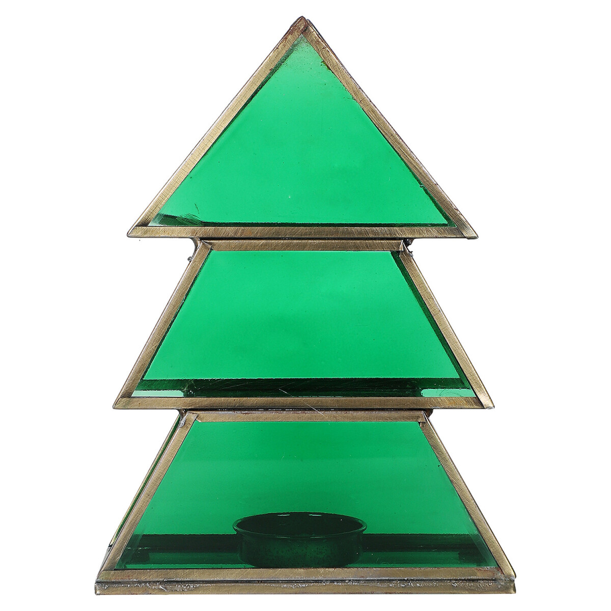 Teelichthalter Christbaum 17cm Grün box