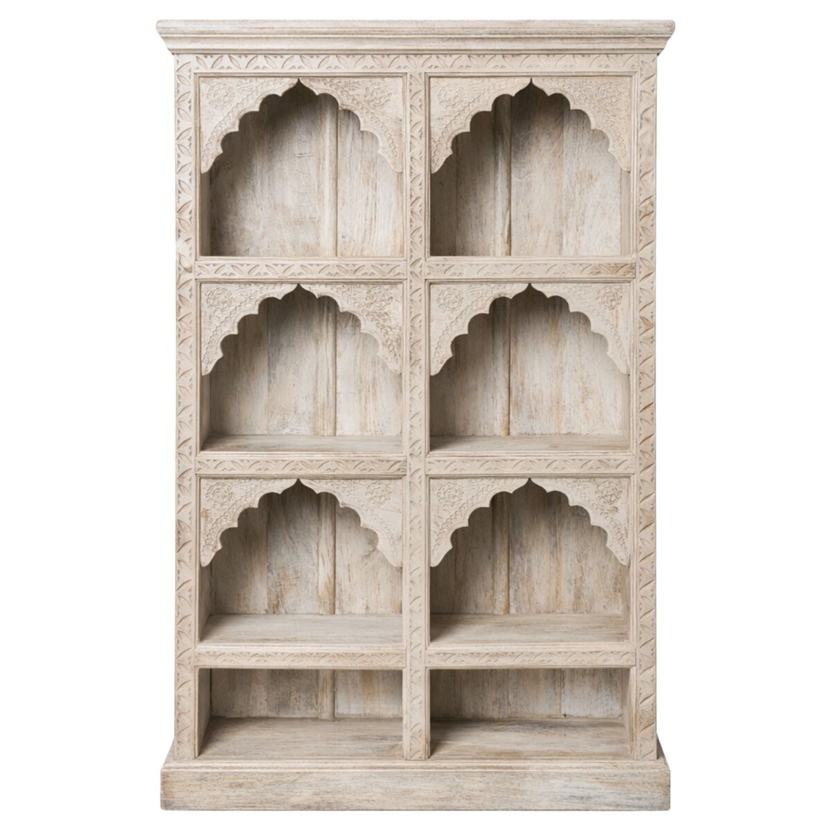 Bücherregal Rinara weiss 160cm Massivholz Boho