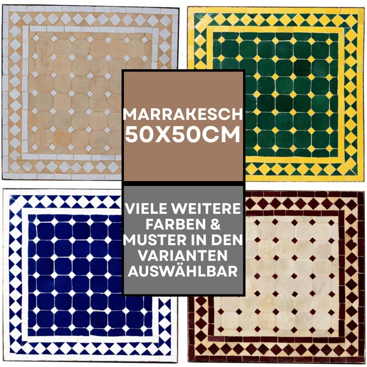 Marokkanischer Mosaiktisch Marrakesch Ø50x50 cm | Han