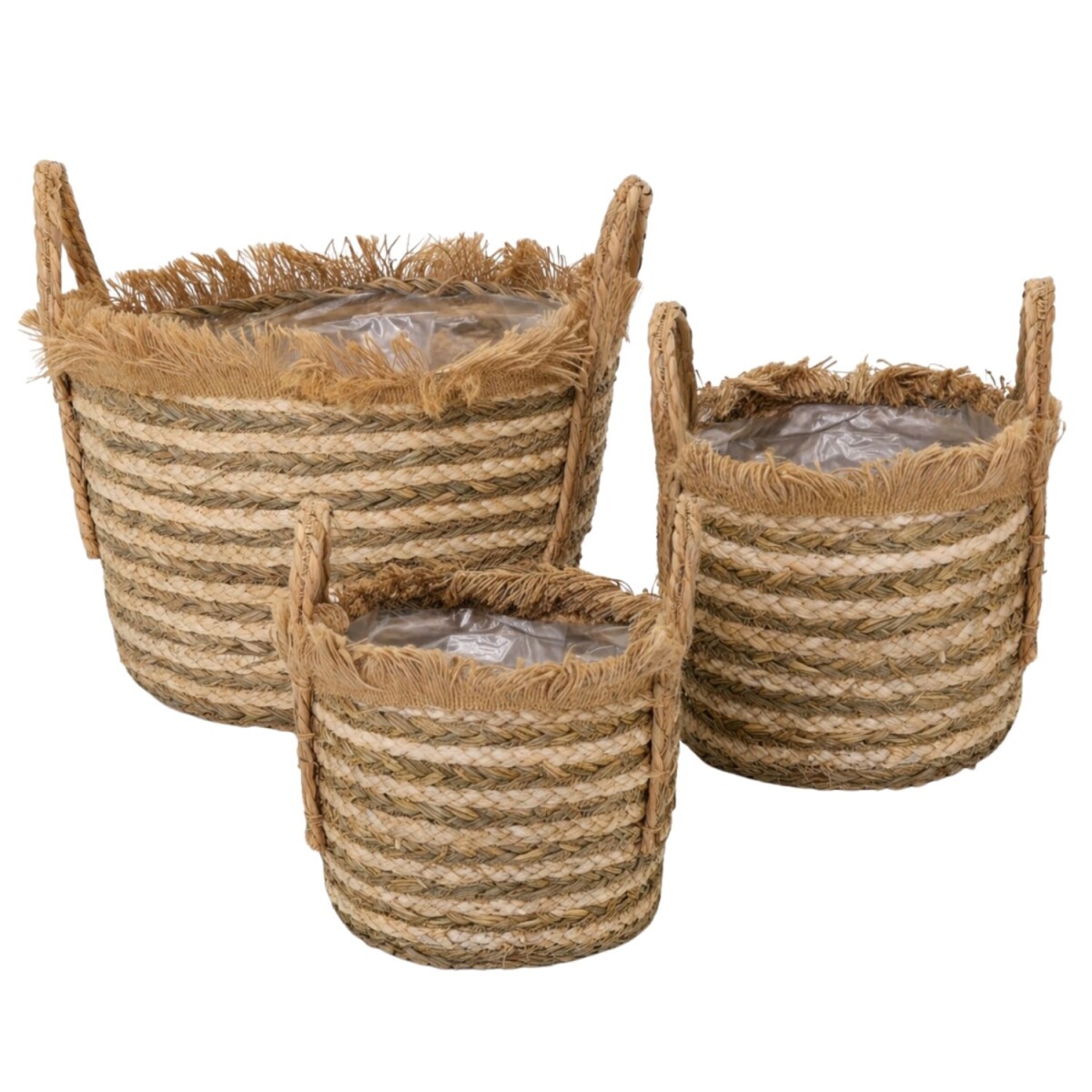 Korb Set Natur mit Fransen | Pflanzkorb Raffa 44cm
