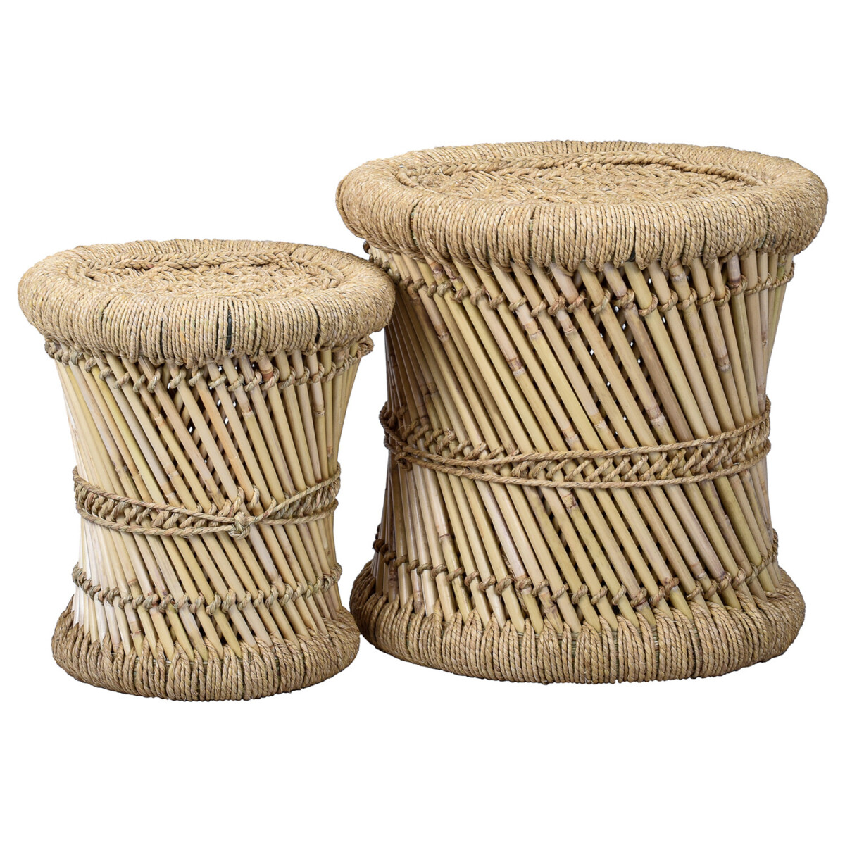 2er Set Boho Style Hocker Beistelltisch Benita