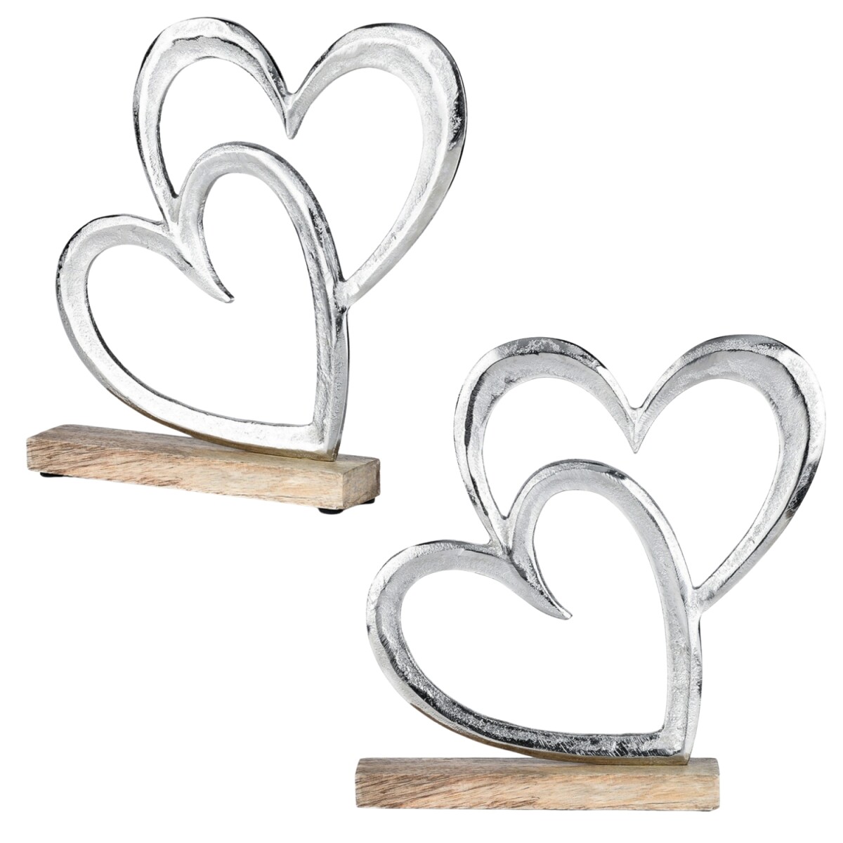 2er Set Herz Dekoaufsteller Dekoobjekt Silber Amour -8-
