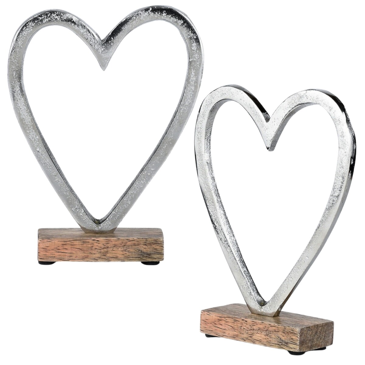 2er Set Herz Dekoaufsteller Dekoobjekt Silber Amour -13-