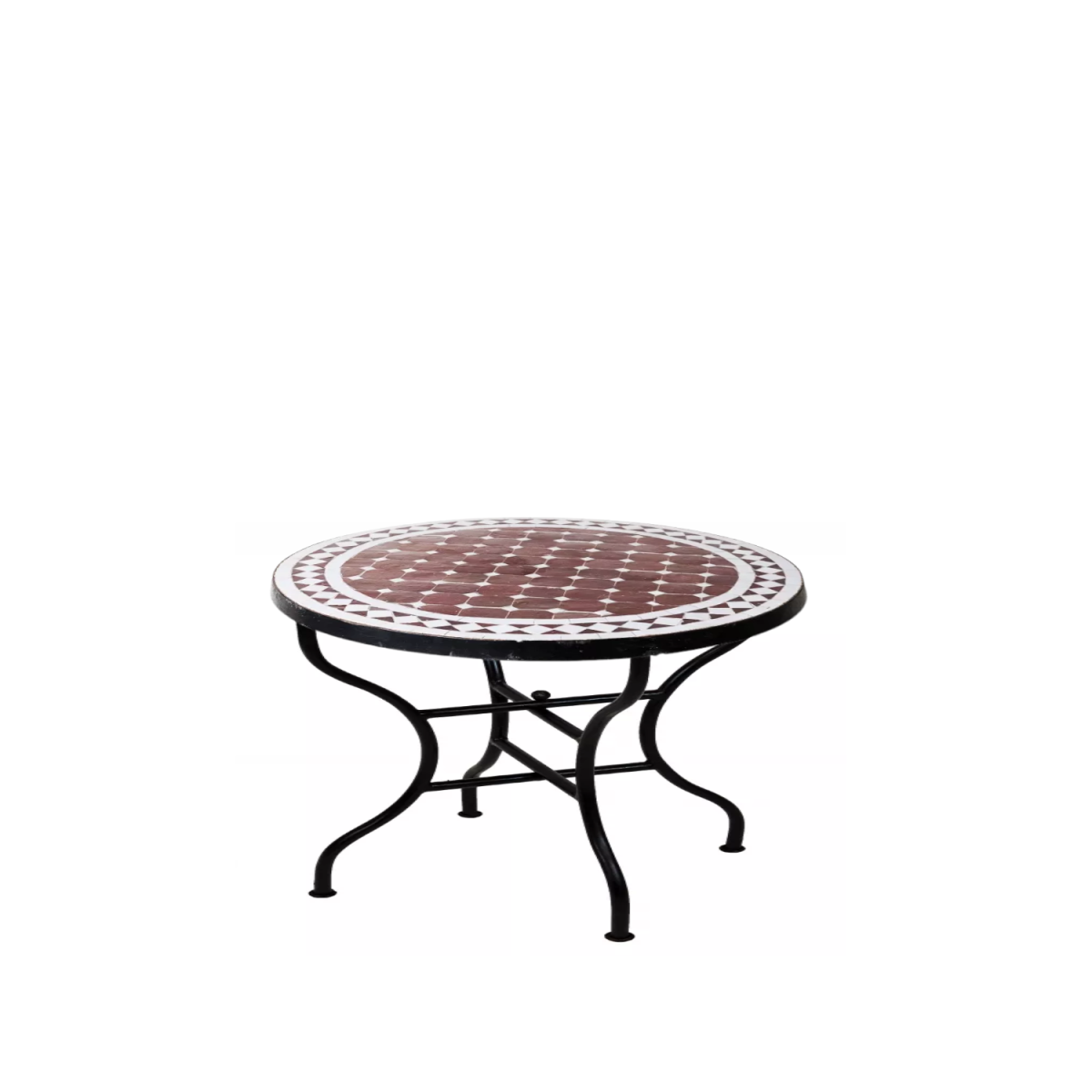 Marokkanischer Mosaiktisch Marrakesch Bordaux Weiss, 60cm, 4