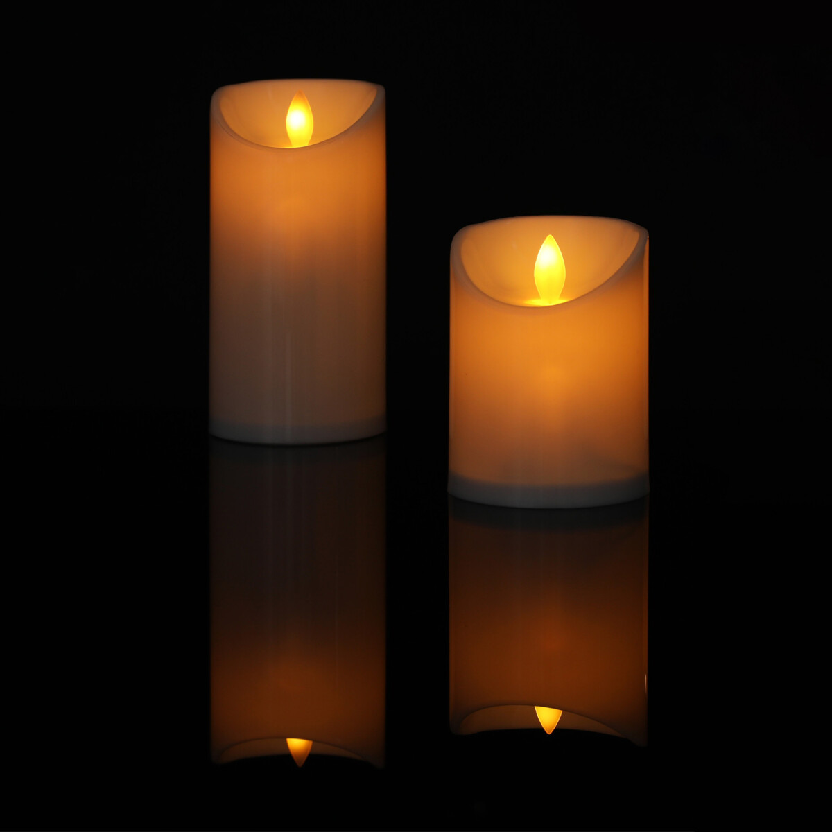 2er Set Vintage Echtwachs LED Kerze box