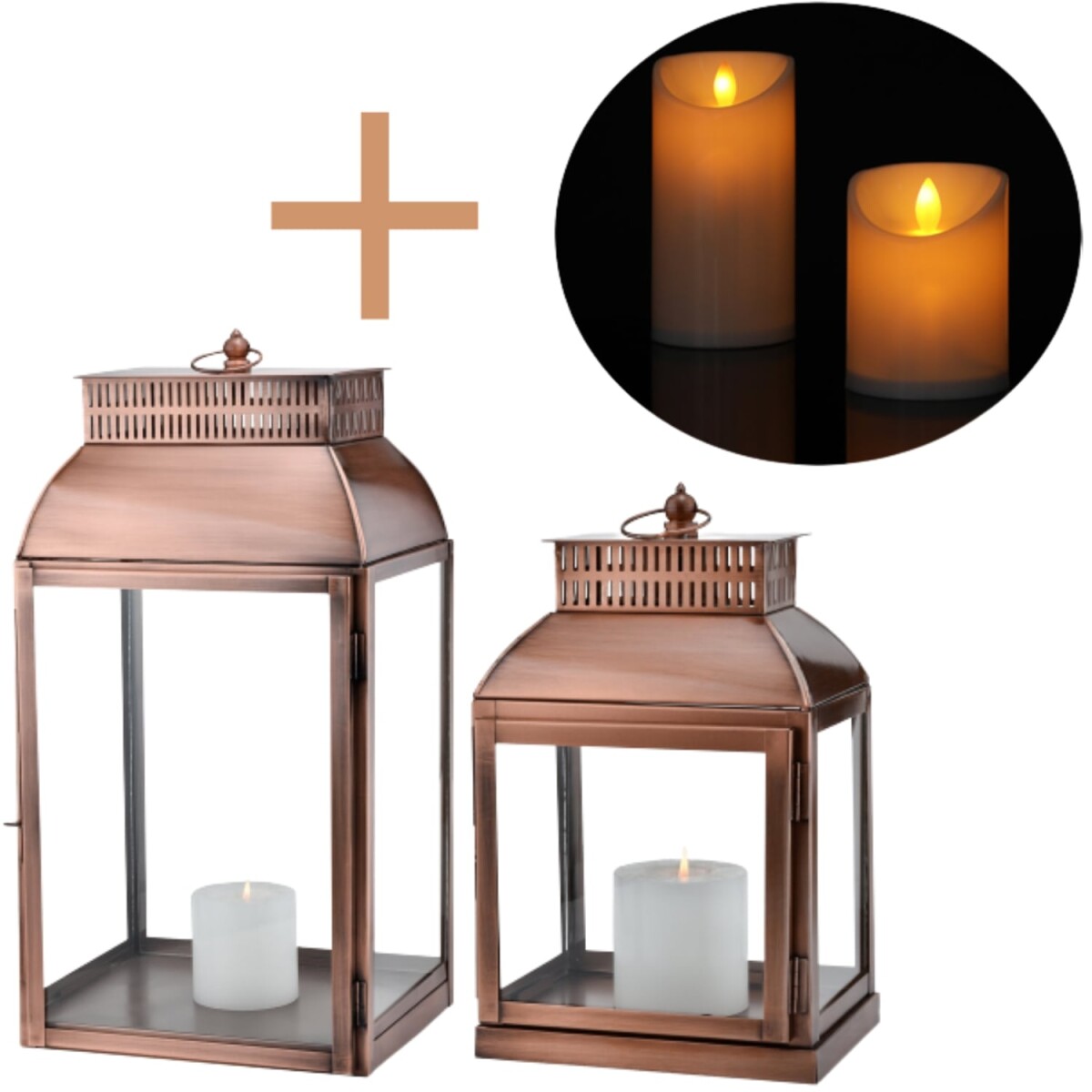 2er Set LED Vintage Balkon Garten Windli box