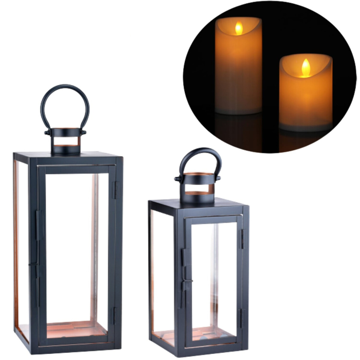 2er Set LED Moderne Laterne Gartenlatern box