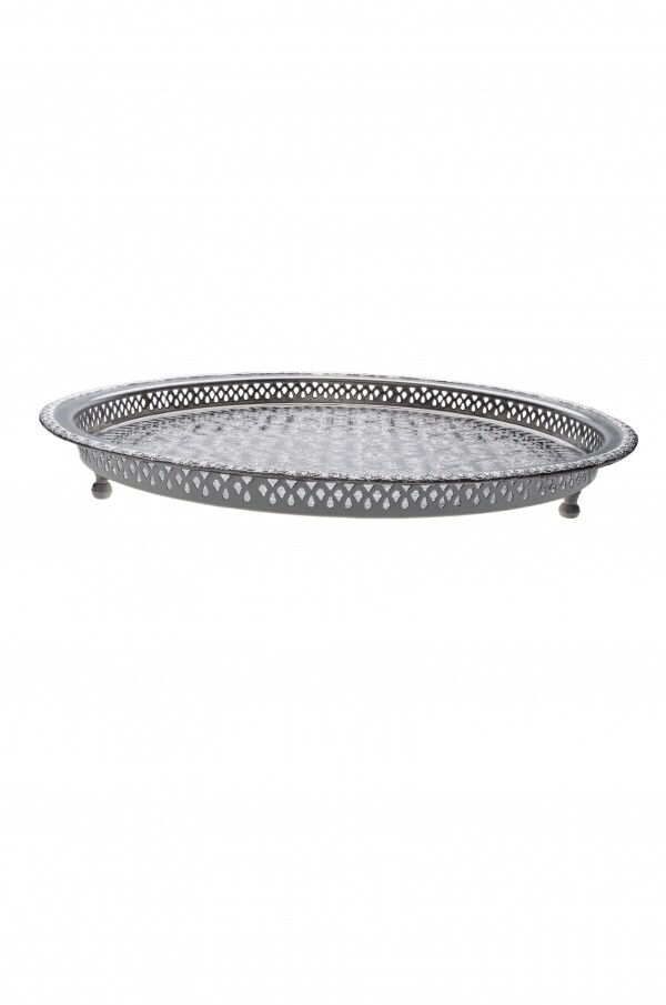 marokkanisches Tablett Nadia 47cm Silberfarbig