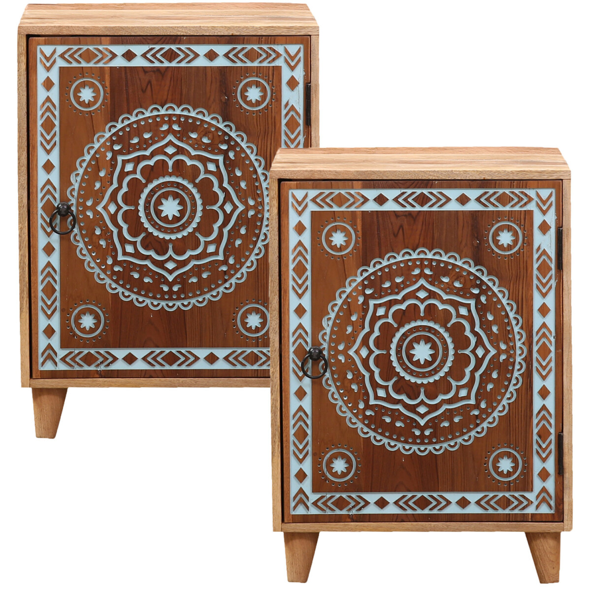 2er Set Boho Möbel Nachttisch Beistelltisch Kommode Nac