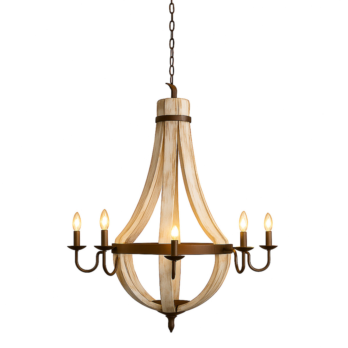 Kronleuchter Abdallah Holz Metall 93cm | Indisch Shabby Chic