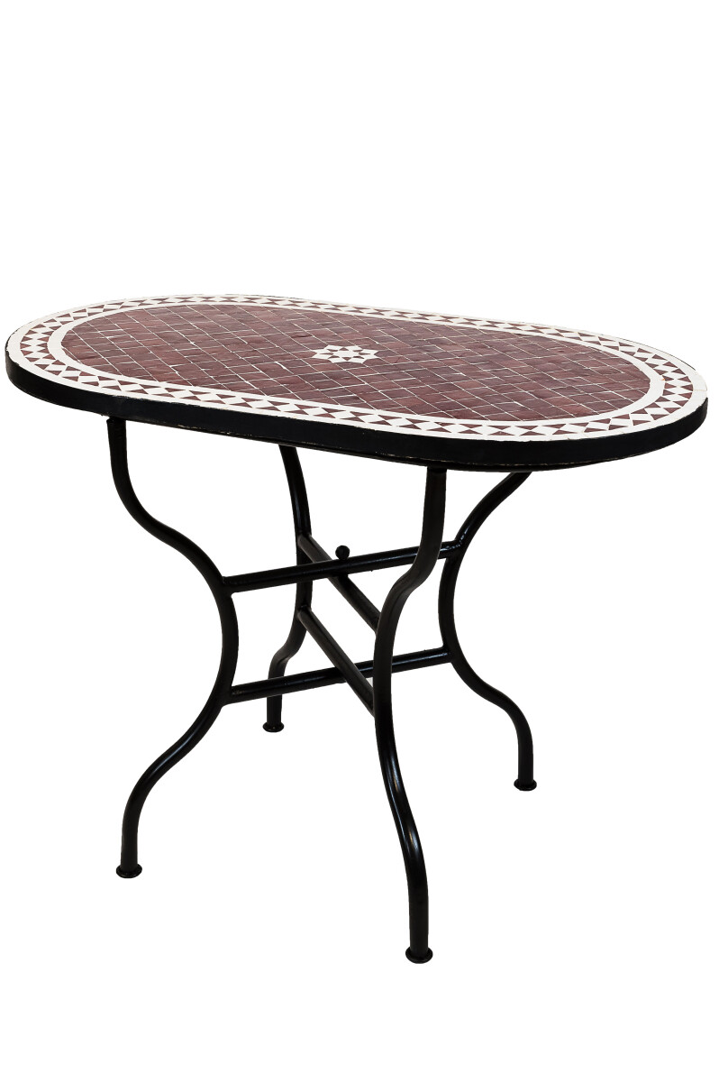 Marokkanischer Mosaiktisch Bilbao Bordeaux Weiss 100x60cm | 