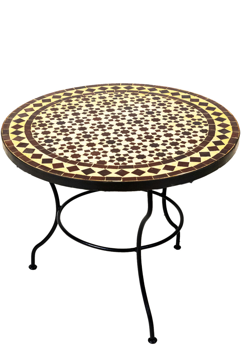 Marokkanischer Mosaiktisch Albaicin Beige Braun, 60cm, 45cm 