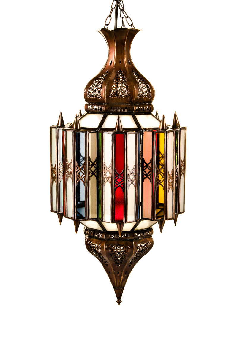 Hängeleuchte Asham Bunt 60cm | Orientalische Lampe Glas