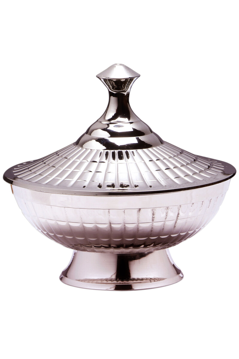Zuckerdose mit Deckel Deko Mediterran Anwar Silber - 12cm -